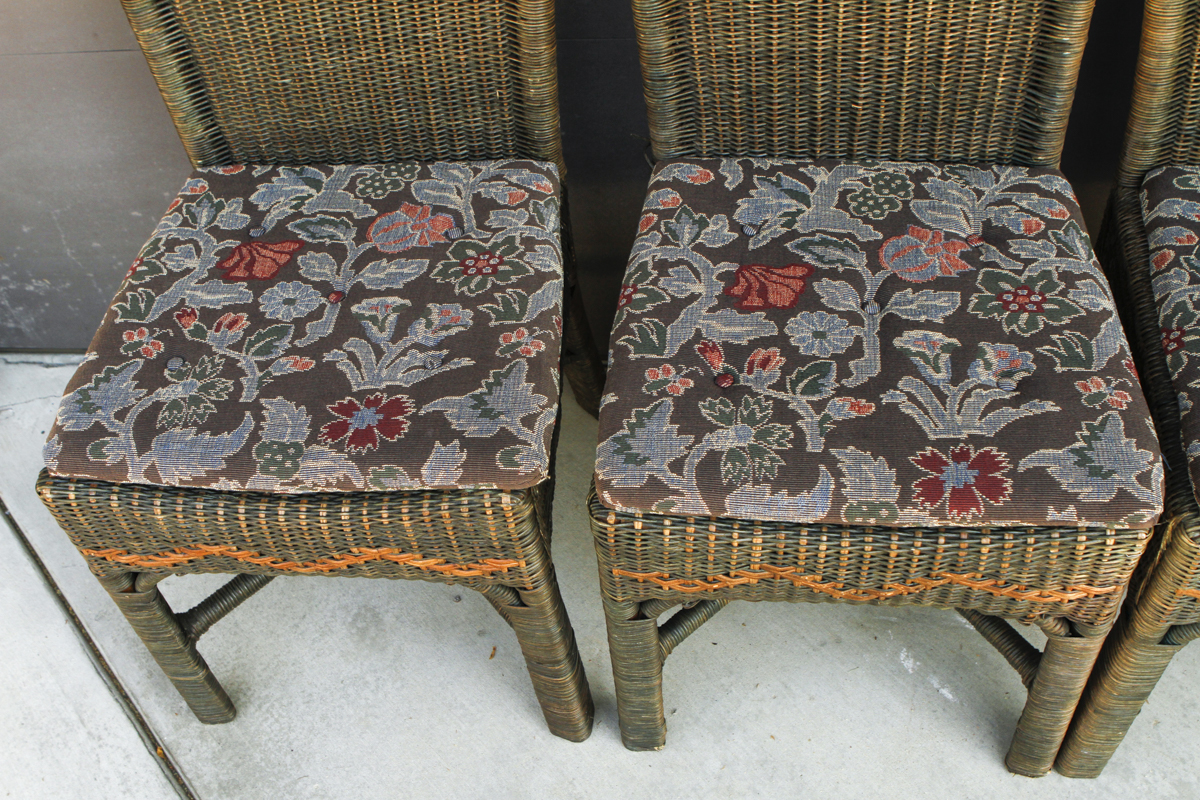 Palecek Wicker Side Chairs With Cushions EBTH